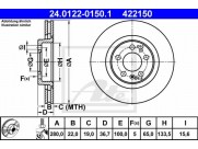 Brzdový kotúč ATE 24.0122-0150.1 (predný, 280 mm)