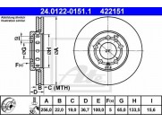 Brzdový kotúč ATE 24.0122-0151.1 (predný, 256 mm)