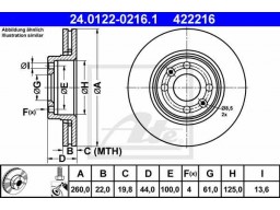 Brzdový kotúč ATE 24.0122-0216.1 (predný, 260 mm)