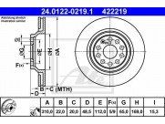Brzdový kotúč ATE 24.0122-0219.1 (zadný, 310 mm)