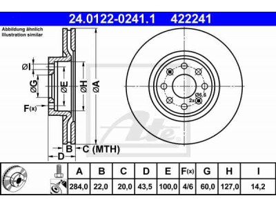 Brzdový kotúč ATE 24.0122-0241.1 (predný, 284 mm)