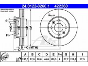 Brzdový kotúč ATE 24.0122-0260.1 (predný, 256 mm)