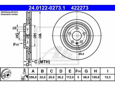 Brzdový kotúč ATE 24.0122-0273.1 (zadný, 356 mm)