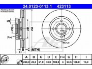 Brzdový kotúč ATE 24.0123-0113.1 (predný, 258 mm)