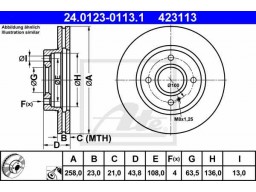 Brzdový kotúč ATE PowerDisc 24.0323-0113.1 (predný, 258 mm)