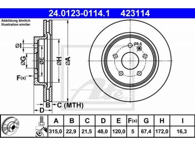 Brzdový kotúč ATE 24.0123-0114.1 (zadný, 315 mm)