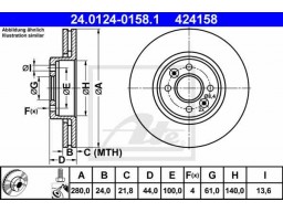 Brzdový kotúč ATE 24.0124-0158.1 (predný, 280 mm)