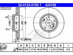 Brzdový kotúč ATE 24.0124-0169.1 (predný, 280 mm)