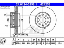 Brzdový kotúč ATE 24.0124-0258.1 (predný, 276 mm)