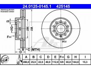 Brzdový kotúč ATE 24.0125-0145.1 (predný, 288 mm)