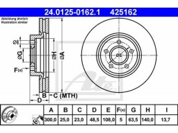 Brzdový kotúč ATE 24.0125-0162.1 (predný, 300 mm)