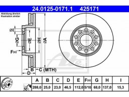 Brzdový kotúč ATE PowerDisc 24.0325-0171.1 (predný, 288 mm)