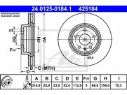 Brzdový kotúč ATE PowerDisc 24.0325-0184.1 (predný, 314 mm)