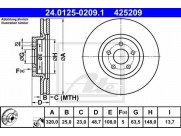 Brzdový kotúč ATE 24.0125-0209.1 (predný, 320 mm)