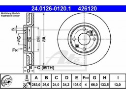 Brzdový kotúč ATE PowerDisc 24.0326-0120.1 (predný, 283 mm)