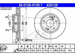 Brzdový kotúč ATE 24.0126-0128.1 (predný, 280 mm)