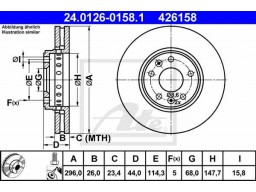 Brzdový kotúč ATE 24.0126-0158.1 (predný, 296 mm)