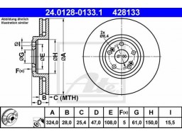Brzdový kotúč ATE 24.0128-0133.1 (predný, 324 mm)