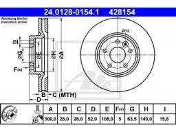 Brzdový kotúč ATE 24.0128-0154.1 (predný, 300 mm)