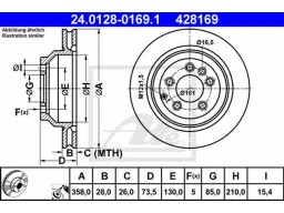 Brzdový kotúč ATE 24.0128-0169.1 (zadný, 358 mm)
