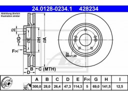 Brzdový kotúč ATE 24.0128-0234.1 (predný, 300 mm)