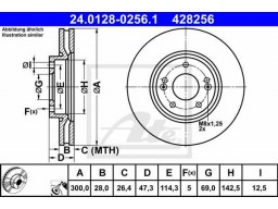 Brzdový kotúč ATE 24.0128-0256.1 (predný, 300 mm)