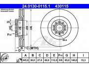 Brzdový kotúč ATE 24.0130-0115.1 (predný, 345 mm)