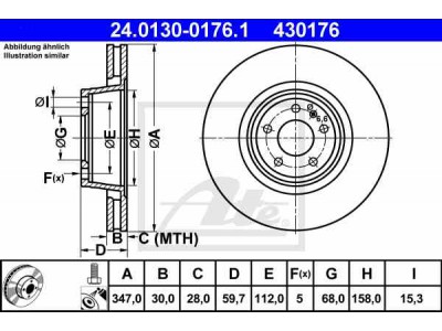 Brzdový kotúč ATE PowerDisc 24.0330-0176.1 (predný, 347 mm)