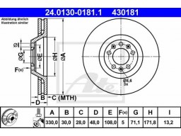 Brzdový kotúč ATE 24.0130-0181.1 (predný, 330 mm)