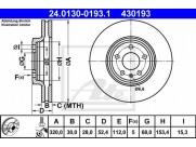 Brzdový kotúč ATE 24.0130-0193.1 (predný, 320 mm)