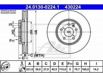 Brzdový kotúč ATE 24.0130-0224.1 (predný, 321 mm)