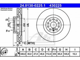 Brzdový kotúč ATE 24.0130-0225.1 (predný, 340 mm)