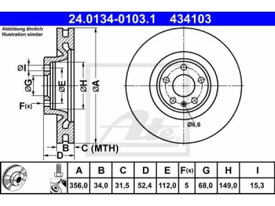 Brzdový kotúč ATE 24.0134-0103.1 (predný, 356 mm)