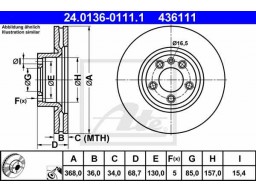 Brzdový kotúč ATE 24.0136-0111.1 (predný, 368 mm)